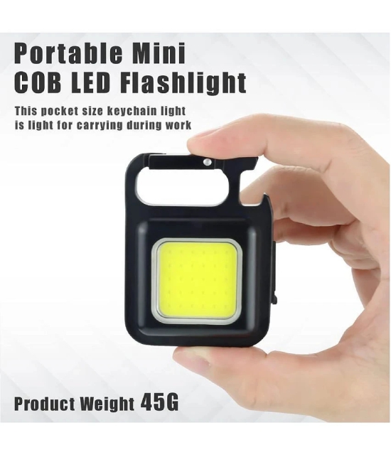 Gatih Bright Mini Keychain Light, Small Led Flashlight USB Rechargeable, 4 Modes, 800 Lumens, Portable Pocket Lights with Folding Bracket Bottle Opener and Magnet - Black