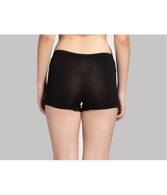 Tkeshto - Black Cotton Lycra Solid Women's Boy Shorts ( Pack of 2 ) - None