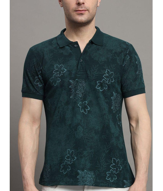 MXN Cotton Blend Regular Fit Printed Half Sleeves Mens Polo T Shirt - Dark Green ( Pack of 1 ) - None