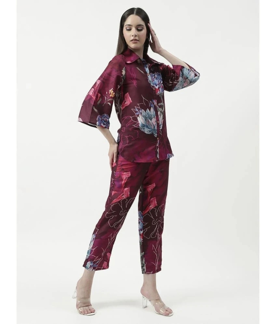 Pannkh Womens Floral Digital Printed Loungewear Shirt With Pant Set - None