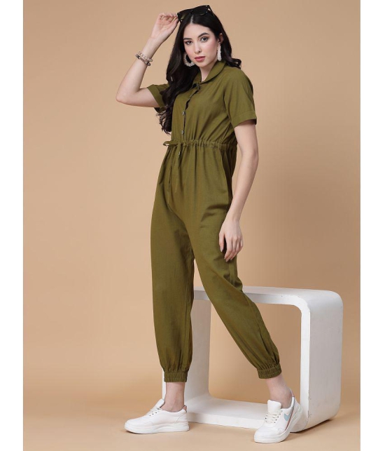 GOD BLESS - Mint Green Cotton Regular Fit Womens Jumpsuit ( Pack of 1 ) - None