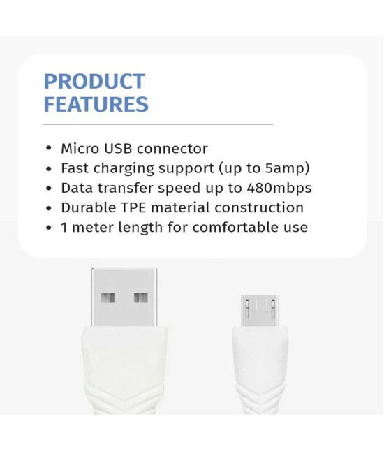 DIGIMATE White 3A Micro USB Cable 1 Meter - White