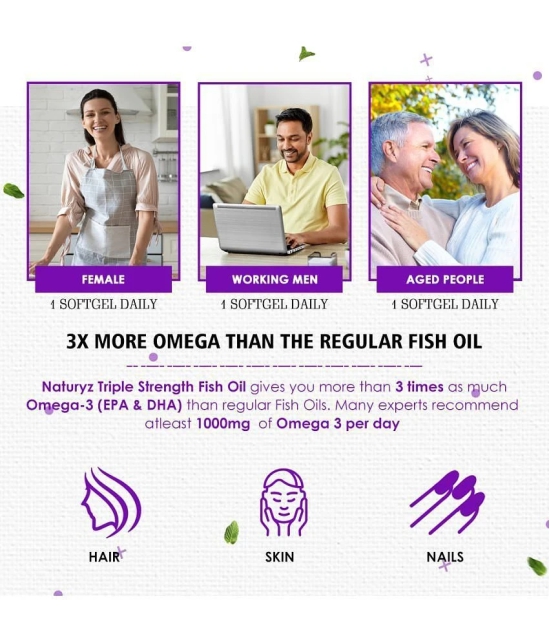 NATURYZ Triple Strength Omega 3 Fish Oil 2500 Mg with Highest EPA 1200mg, DHA 800mg - 120 Softgels