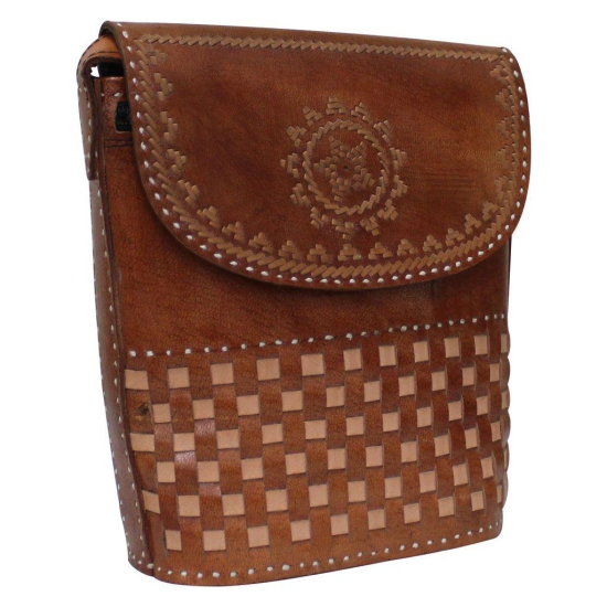 Garvi Gurjari (A Gujarat Govt Enterprise Handcrafted Kutchi Leather Balti Sling Bag(GGCMLBB21)