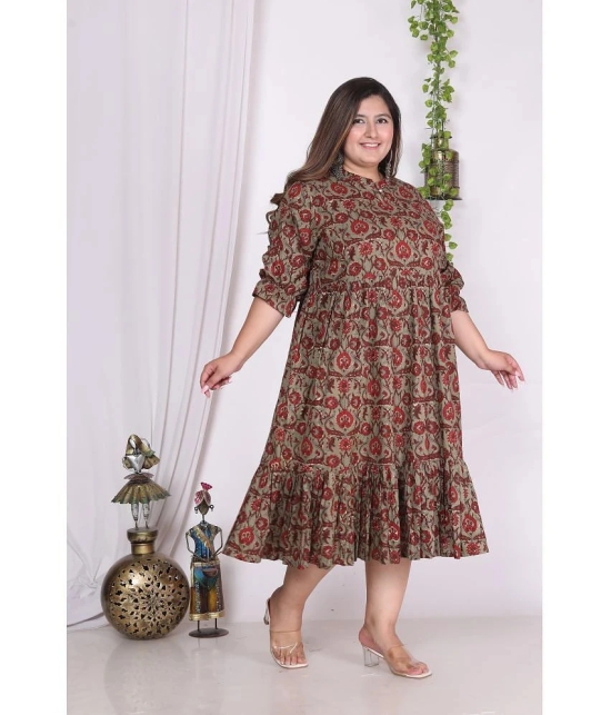 Swasti Cotton Blend Printed Anarkali Womens Kurti - Rust ( Pack of 1 ) - None