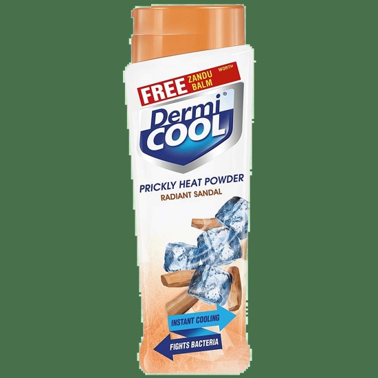 Dermi Cool Prickly Heat Powder Radiant Sandal, 150G (Get Zandu Balm Free)