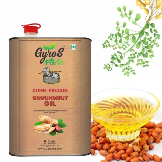 Stone Cold Pressed Groundnut Oil Combo  | 5L + 5L | Zero Adulteration| Sieve Filtered-5 Liter + 5 Liter