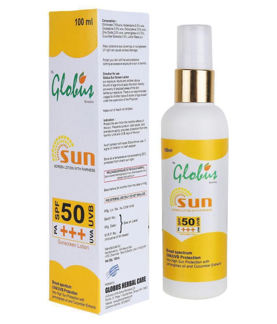 globus remedies Sunscreen Lotion SPF 50 PA+++ 100 g