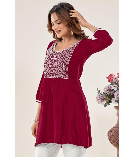 Glomee - Maroon Viscose Women's Tunic ( Pack of 1 ) - None