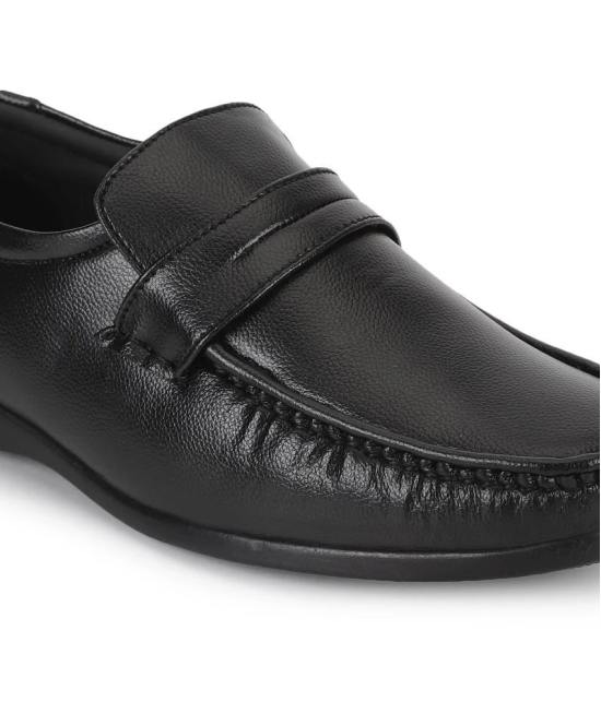 UrbanMark Men Ultimate Comfort Faux Leather Easy Slip-On Formal Shoes without Lace - Black - None