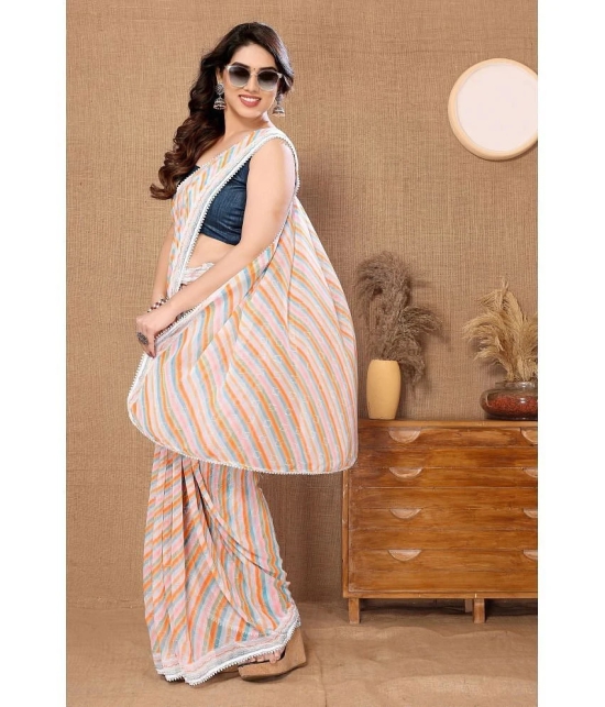 Gazal Fashions Georgette Striped Saree With Blouse Piece - Multicolour ( Pack of 1 ) - Multicolour