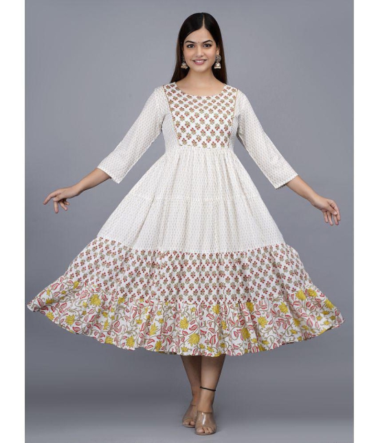 mGIFT ONCE - Off White Rayon Women''s Anarkali Kurti ( Pack of 1 ) - None