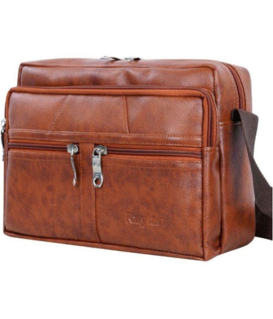 Raylan - Brown Textured Messenger Bag - Brown