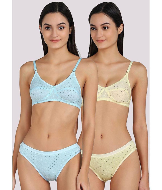 Kiran Enterprises - Multicolor Cotton Womens Bra & Panty Set ( Pack of 2 ) - None