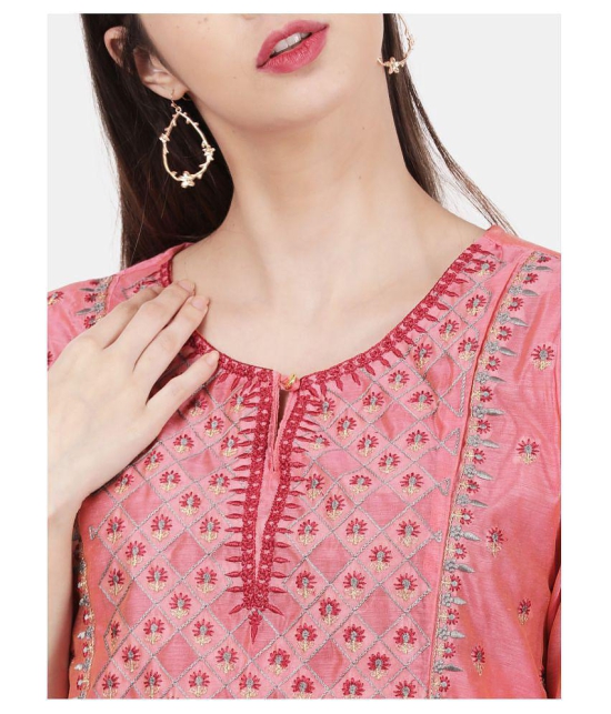 Alena Peach Chanderi A-line Kurti - S