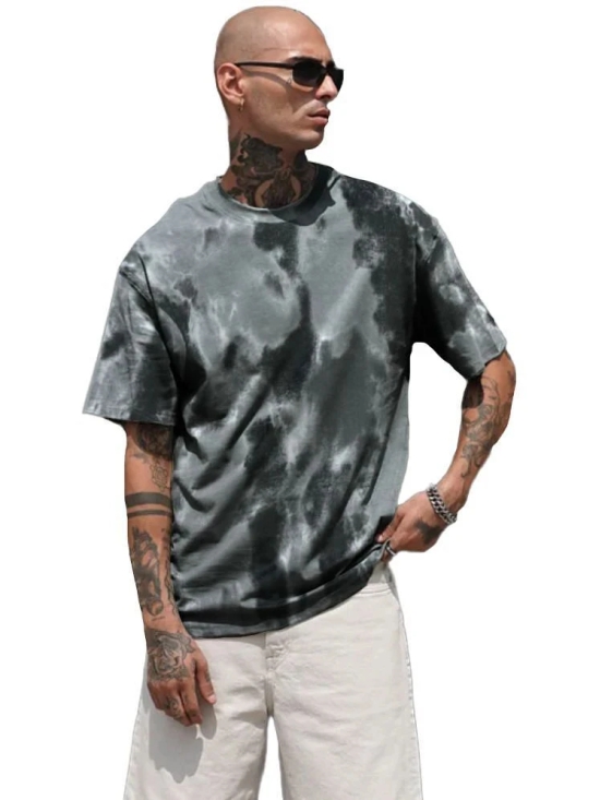 Leotude Cotton Blend Oversized Fit Printed Half Sleeves Mens Round T-Shirt - Grey ( Pack of 1 ) - None