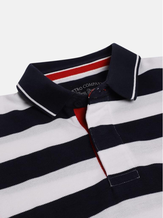 Boys Organic Cotton Striped Polo Collar T-shirt