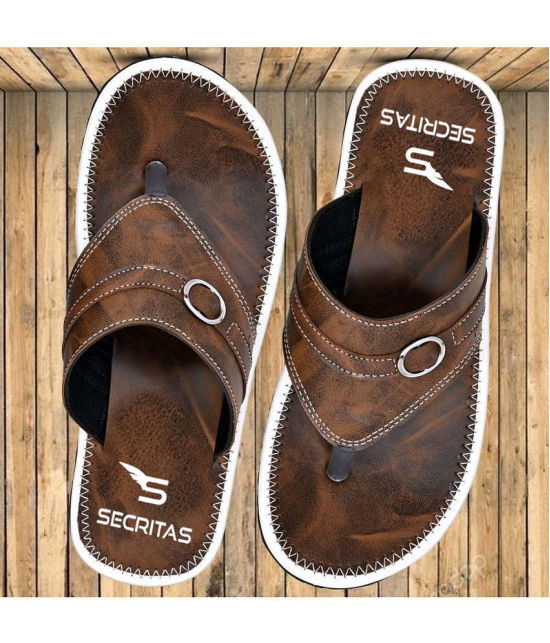 Secritas - Brown Mens Leather Slipper - None