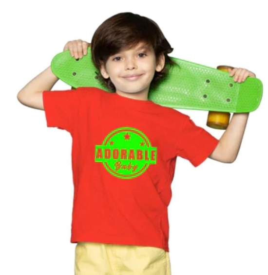 Boys Cotton Adorable Baby Half Sleeve TShirt (Red) PID41498