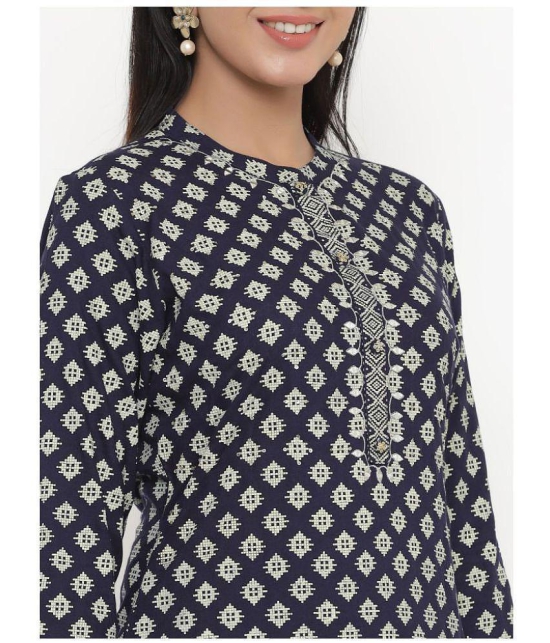 KIPEK Navy Rayon Straight Kurti - Single - XL