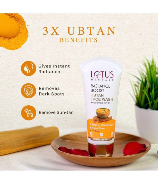 Lotus Herbals Radiance Boost Ubtan Face Wash, Turmeric, Sandalwood & Rose Water, 100g