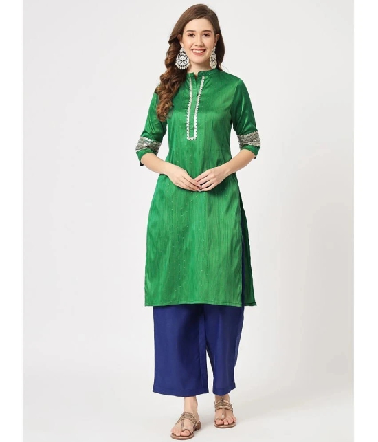 Pannkh Womens Festive Placket Embroidered Kurta With Contrasting Pants - None