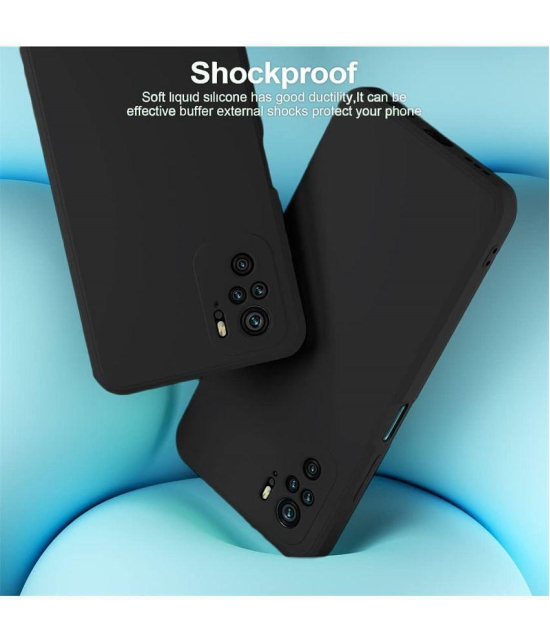 Case Vault Covers - Black Silicon Plain Cases Compatible For Xiaomi Redmi Note 10 ( Pack of 1 ) - Black