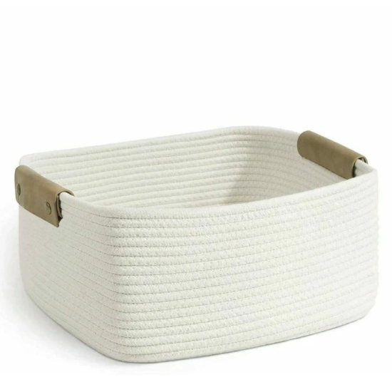 Jute Square Basket-White