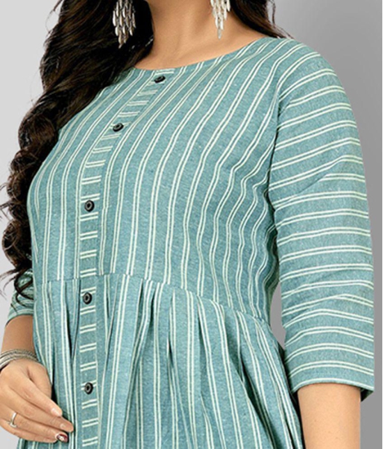 Rangrasiya - Blue Cotton Women's Flared Kurti ( Pack of 1 ) - XXL