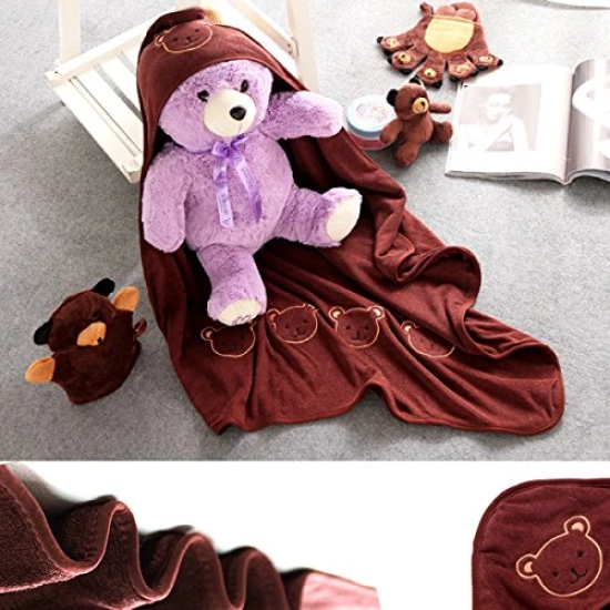 CONNECTWIDE® Premium Extra Soft Cartoon Animal Shape Hooded Bamboo Baby Bath Towel Set Baby Shower Gift Set (4 Pcs Set)