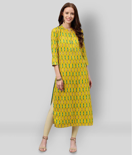 KIPEK - Yellow Rayon Womens Straight Kurti ( Pack of 1 ) - 3XL