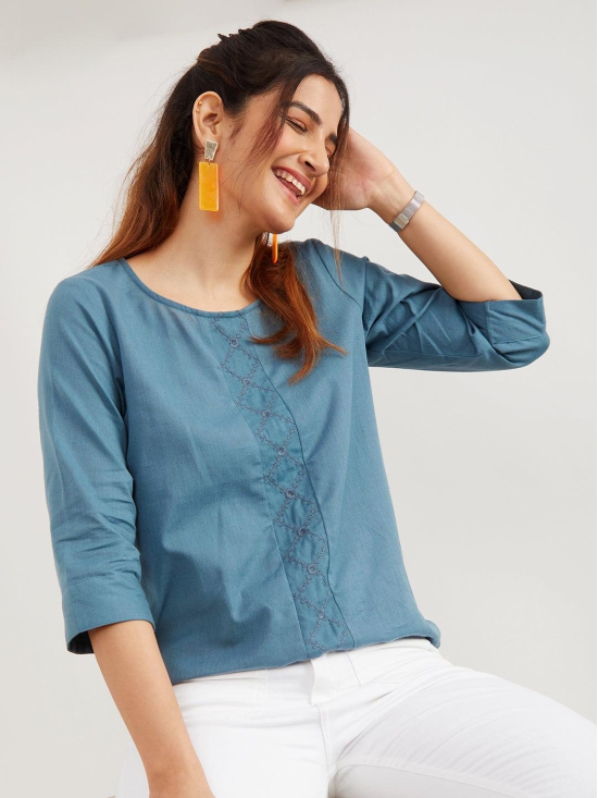 Enrich 'Pure Cotton' Embroidered Top-S