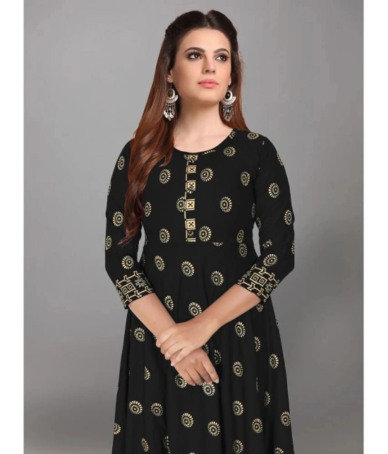 Kapadia - Black Rayon Womens Anarkali Kurti ( Pack of 1 ) - None