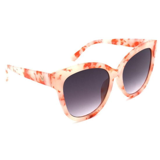 Hrinkar Grey Round Stylish Goggles White Frame Sunglasses for Women - HRS321-WT-ORG-GRY