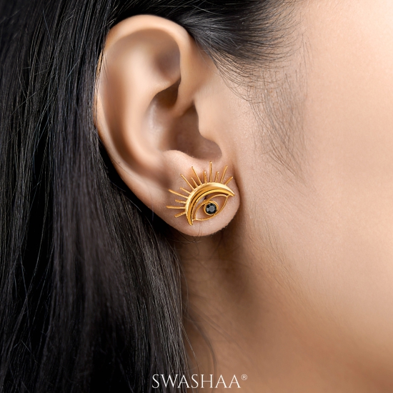 Varra Eye 18K Gold Plated Earrings-Gold