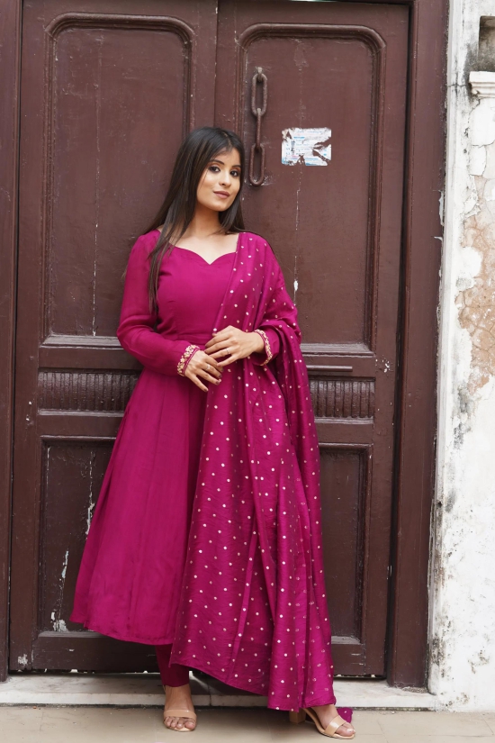 Burgundy Anarkali-M