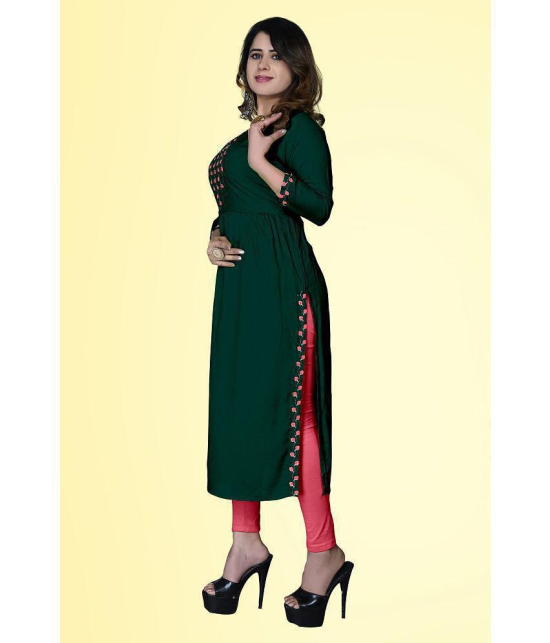 haya fashion - Green Rayon Women's A-line Kurti ( Pack of 1 ) - None