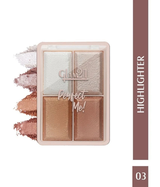 Glam21 Perfect Me! Highlighter Palette Blusher Weightless Longlasting Glow Face Kit 6g Shade-03