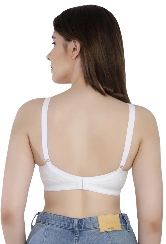 LacyLuxe Women Wirefree Seamless Non Padded Full Coverage Bra-38B / White / Cotton Spandex