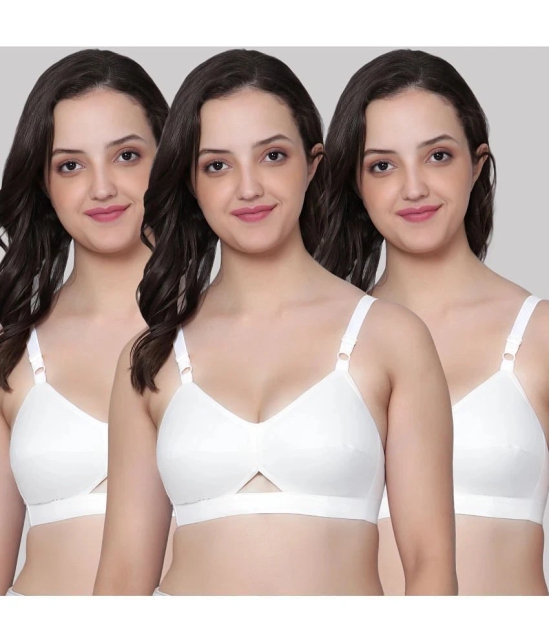 AIMLY White Cotton Non Padded Womens Everyday Bra ( Pack of 3 ) - None