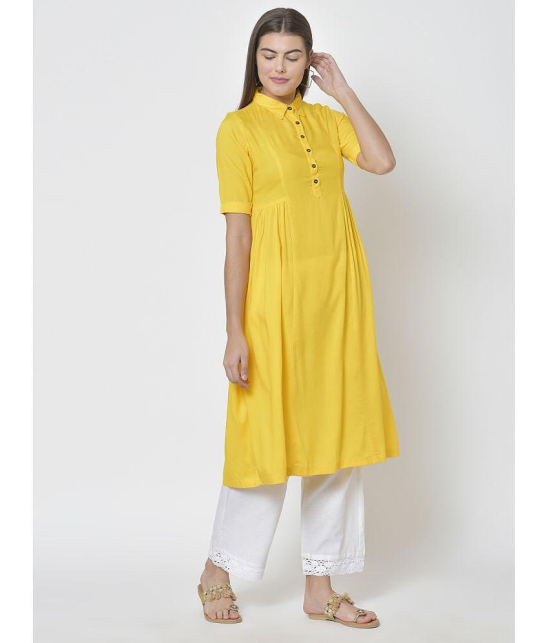 Pistaa - Yellow Viscose Women's Flared Kurti ( Pack of 1 ) - None