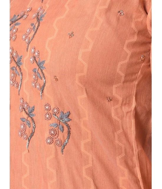 Dollar Missy Cotton Blend Embellished Straight Womens Kurti - Orange ( Pack of 1 ) - None