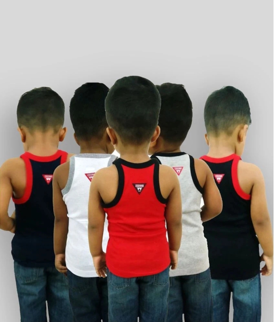 HAP KINGS BOYS Grey, Blue, Red, Black & White RIB VEST Pack of 5 - None