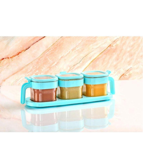 Handa - Plastic Blue Tea/Coffee/Sugar Container ( Set of 3 ) - Blue