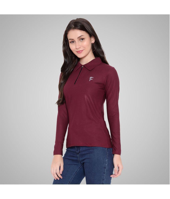 Diaz - Wine Polyester Regular Fit Women''s T-Shirt ( Pack of 1 ) - None