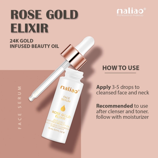 Maliao Face Serum Rose Gold Elixir - 24K Gold Infused Beauty Oil for Radiant Skin