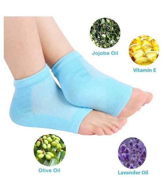 Silicone Gel Pad Socks Heel Support 1 Pair In Blue - None