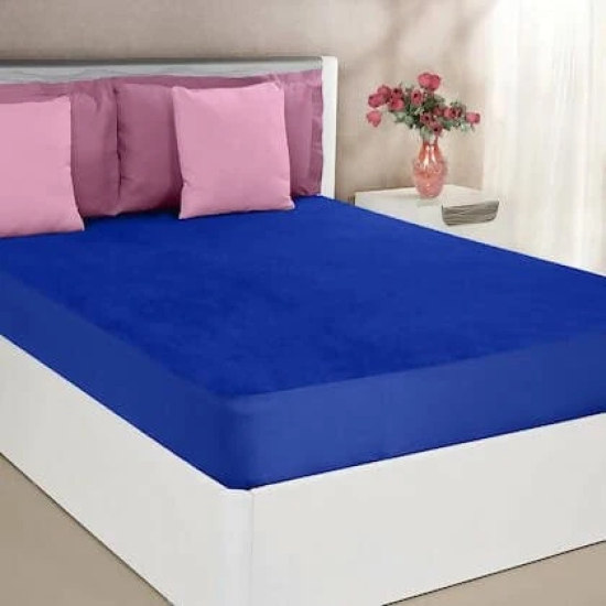 Mattress Protector Royal Blue Waterproof Cover for Single Bed (78 x 48 inch)-(78 x 48 inch) / Blue