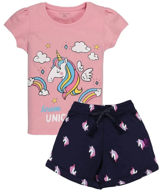 Plum Tree Girls Unicorn Print T-shirt and short set - None