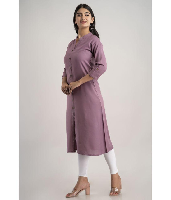 MAUKA - Purple Rayon Women''s Front Slit Kurti ( Pack of 1 ) - None